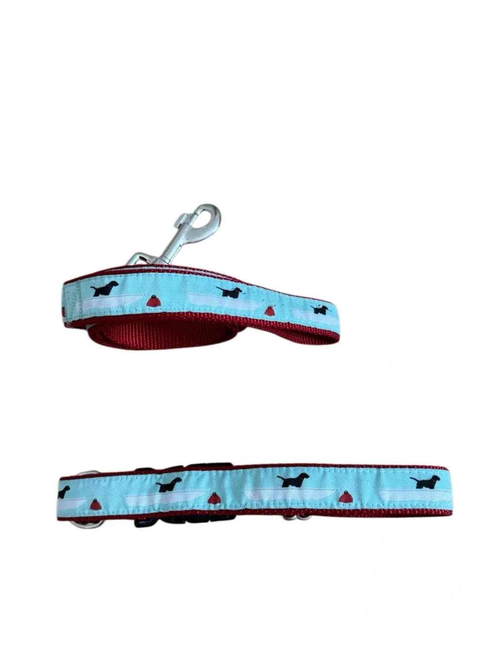 Salty Black Lab with Skiff & Bouy Dog Collar and Leash Duo